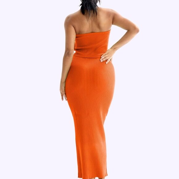 Womens 2 Piece Outfit Rayon Blend Summer Skirt Set Halter Top Midi Dress - Picture 3 of 6